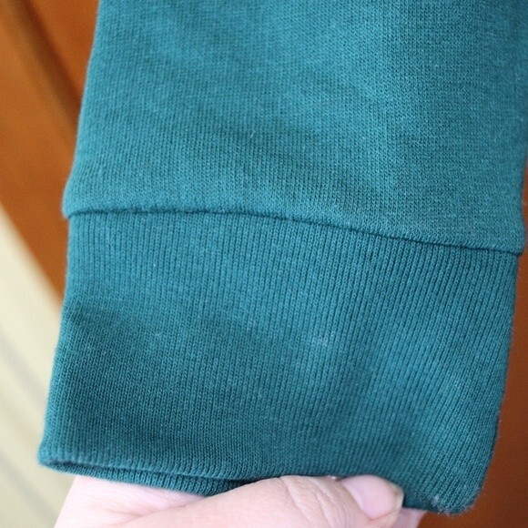 Pink Dark Green Metallic Silver Spellout Chest Logo Cowl Neck Pullover XS - Picture 6 of 9